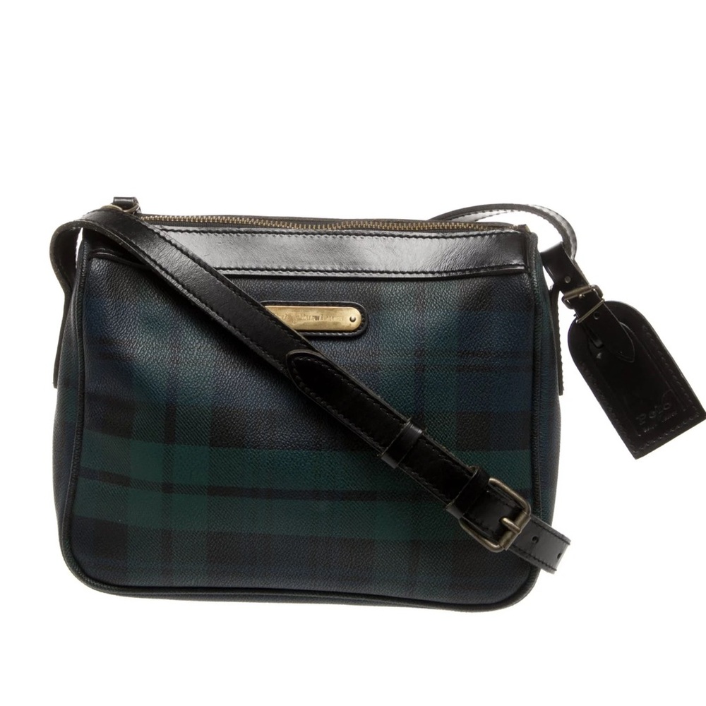 POLO RALPH LAUREN Plaid Shoulder Bag Crossbody Vintage‎ with Luggage Tag
